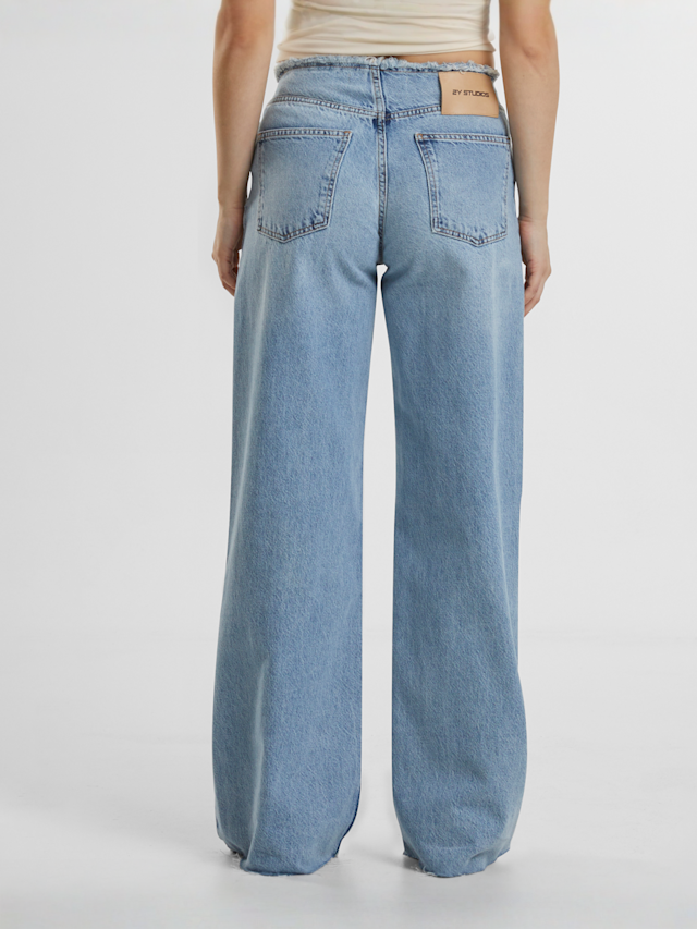 2Y STUDIOS, Ria Open Hem Low Waist Baggy Jeans, blue, Image 2 of 5