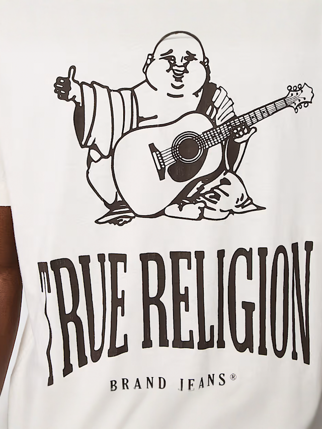 True Religion, Vintage Crackle Buddha Tee, white, Image 3 of 4