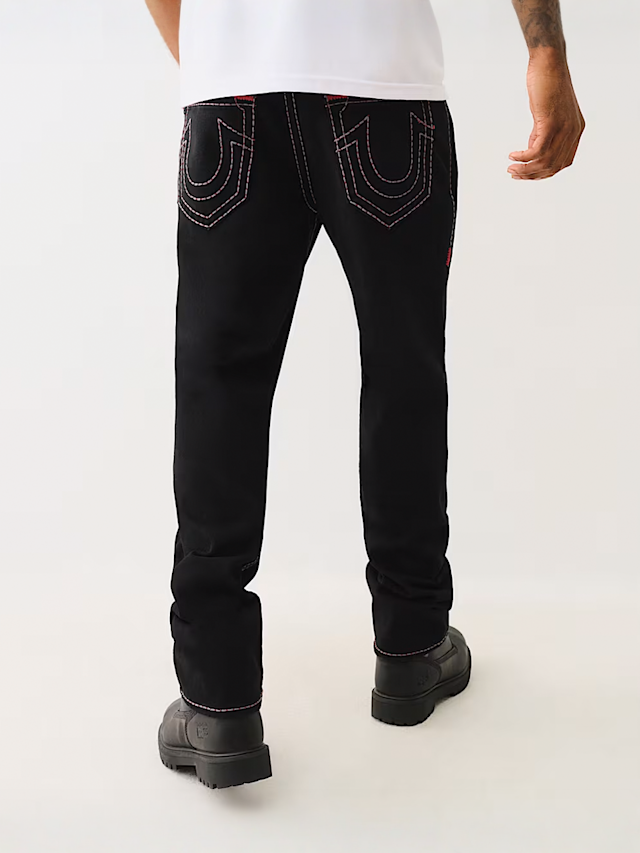 True Religion, Ricky Super T Pick Stitch Straight Jeans, black, Image 2 of 4