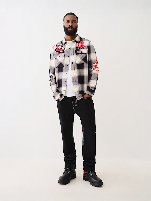 True Religion, Ricky Super T Pick Stitch Straight Jeans, black, Image 4 of 4