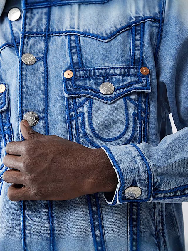 True Religion, Rope Stitch Jimmy Jacket, blue, Image 3 of 5