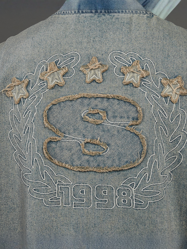 SNIPES, S Emblem Inside Out Denim Jacket, blue, Image 6 of 7