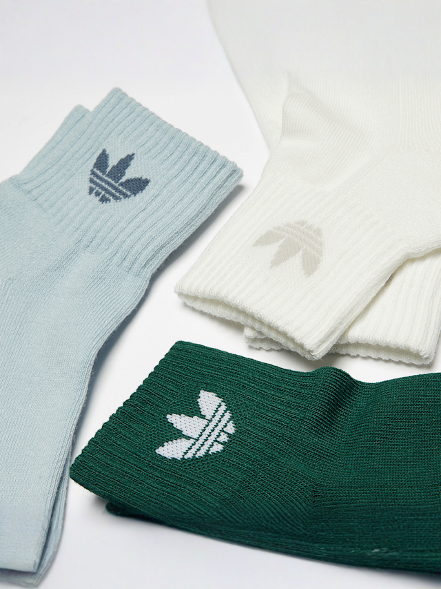 adidas Originals, 3 PACK - Trefoil Mid Ankle Socks, multi-colour, Image 2 of 2
