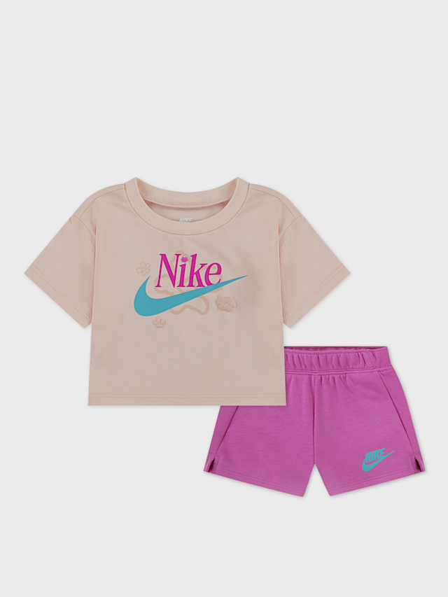 Nike, Wild Flower Jersey French Terry Shorts Set, light pink, Image 1 of 5