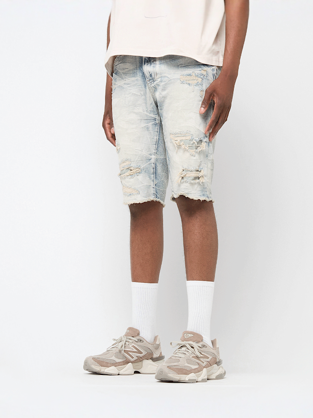 Smoke Rise, Rip & Repair Denim Shorts, blue, Image 1 of 5