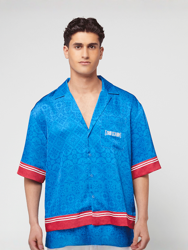 zəяo si:x nœf, Primary Logo Ornament Resort Shirt, blue, Image 2 of 5
