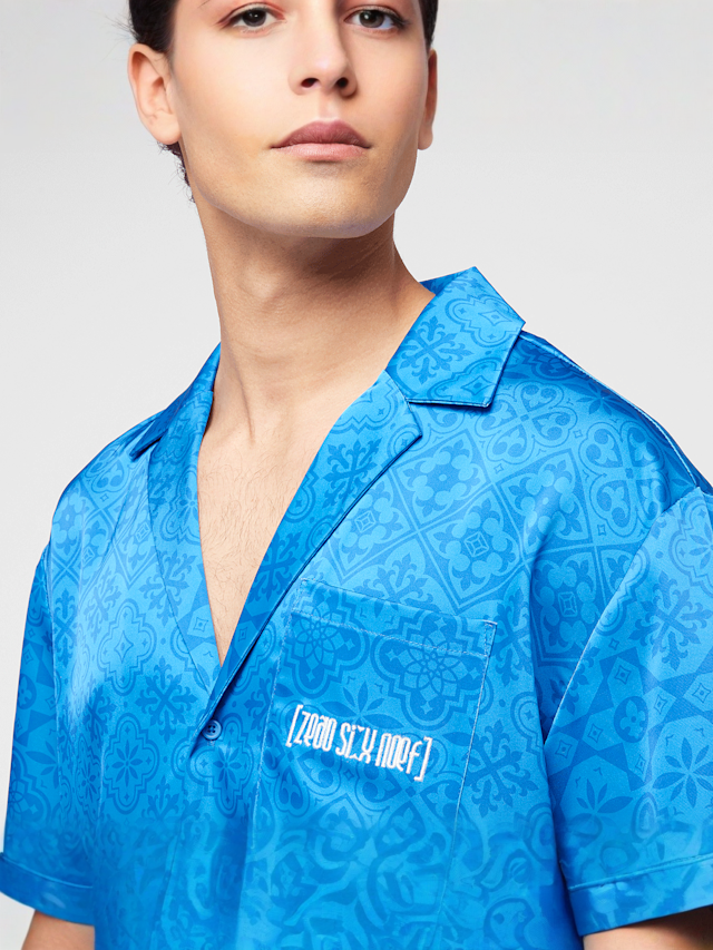 zəяo si:x nœf, Primary Logo Ornament Resort Shirt, blue, Image 3 of 5