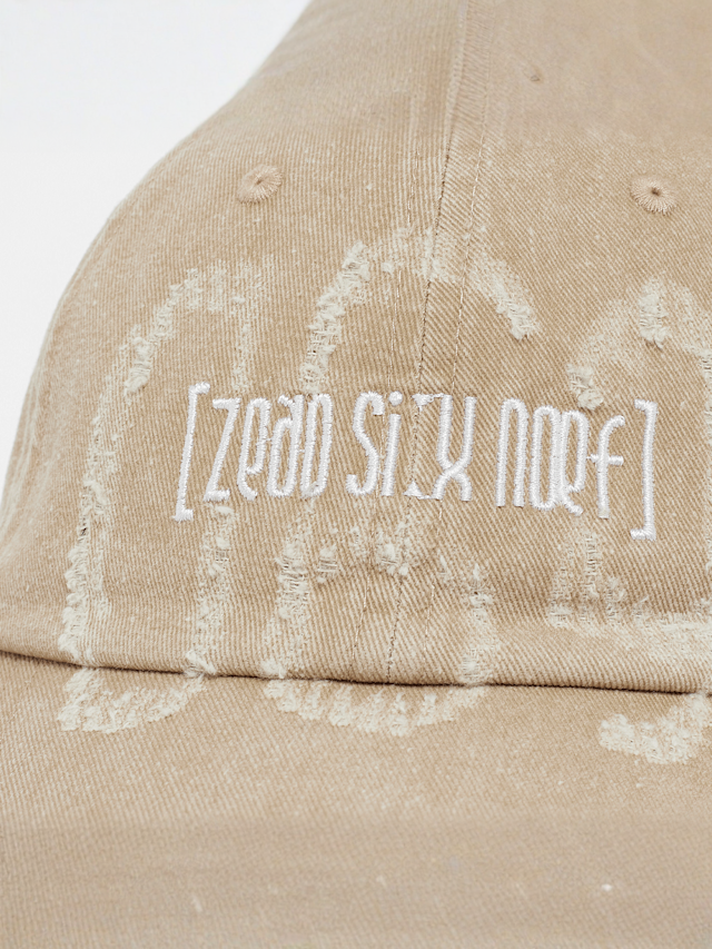 zəяo si:x nœf, Primary Logo Washed Baseball Cap, beige, Image 4 of 5