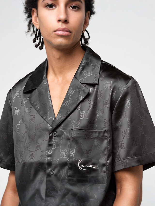 Karl Kani, Signature All Over Print Resort Shirt, black, Image 3 of 4