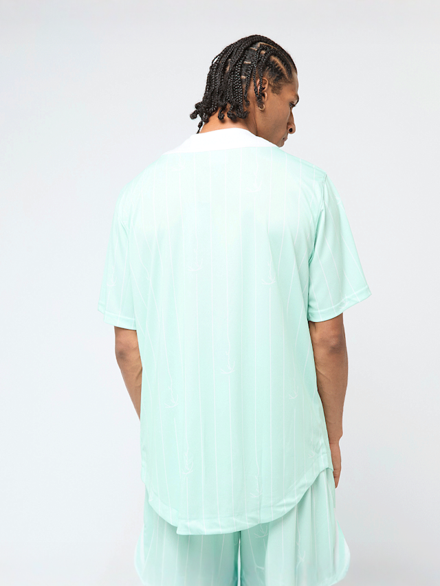 Karl Kani, Varsity Logo Pinstripe Baseball Shirt, blue, Image 2 of 4