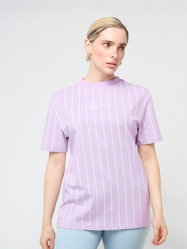 Karl Kani, Small Signature Essential Pinstripe Oversized Tee, purple, Image 1 of 4