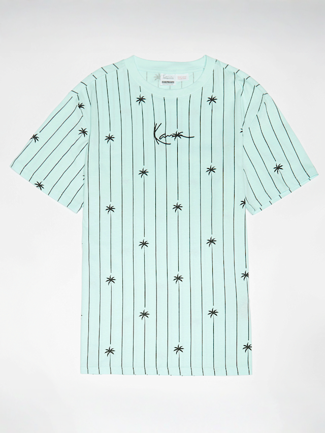 Karl Kani, Signature Palm Pinstripe T-Shirt Junior, turquoise, Image 1 of 2