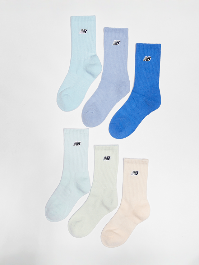 New Balance, 6 PACK - Patch Logo Crew Socks, multi-colour, Image 1 of 2