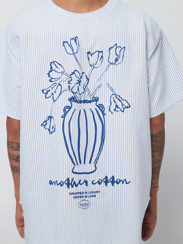 Another Cotton Lab, Oversized Short Sleeve Shirt, blue, Image 5 of 6