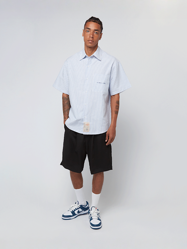 Another Cotton Lab, Oversized Short Sleeve Shirt, blue, Image 6 of 6