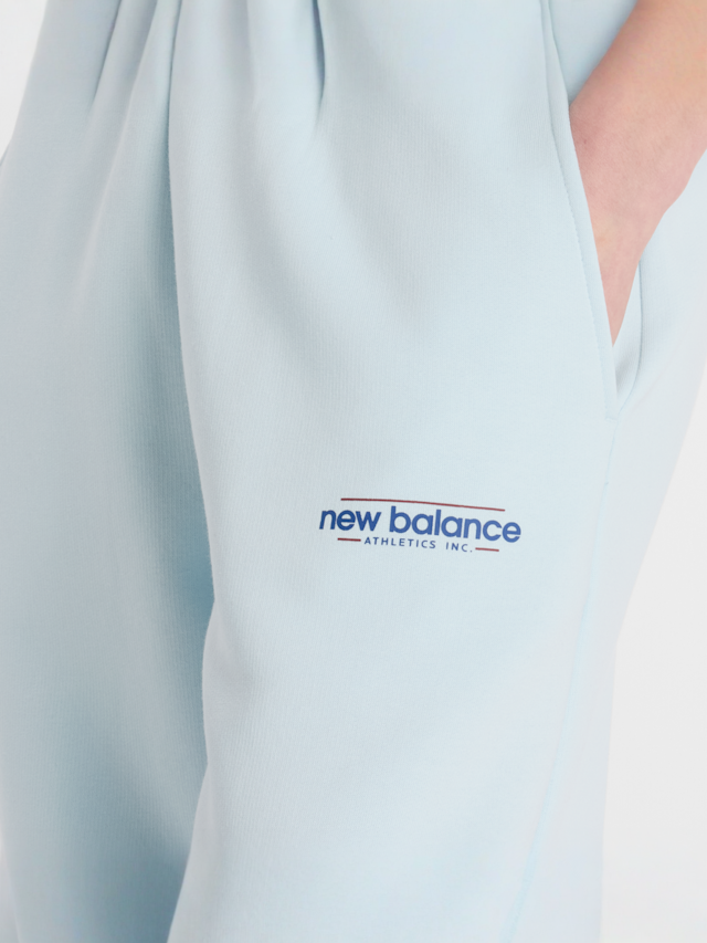 New Balance, Reimagined Fleece Barrel Leg Pants, blue, Image 4 of 5
