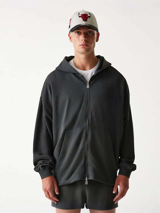 New Era, NBA Washed Full Zip Chicago Bulls, black, Image 1 of 6