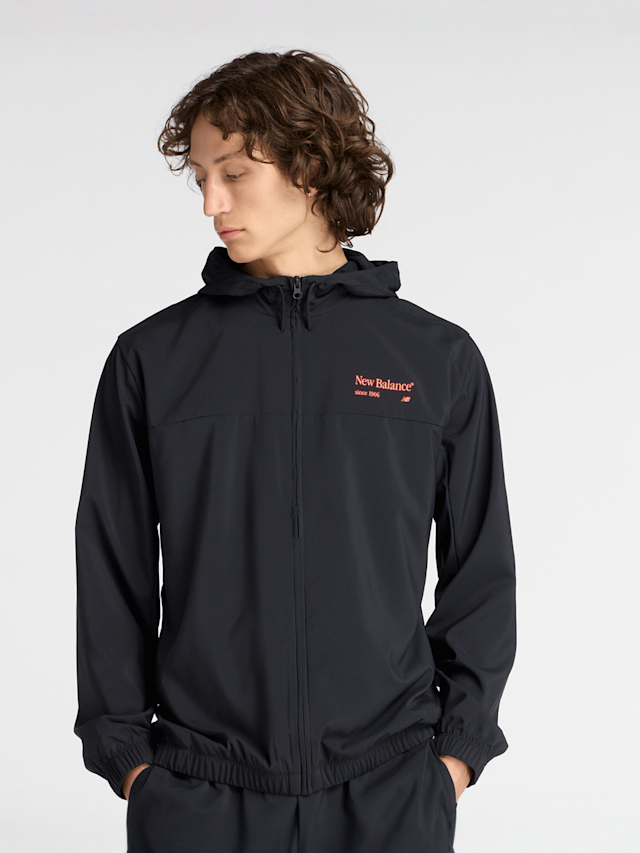 New Balance, Reimagined Woven Graphic Jacket, black, Image 1 of 6
