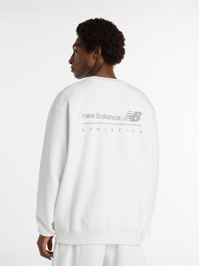 New Balance, Linear Graphic Fleece Crew, grey, Image 2 of 5