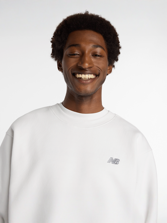 New Balance, Linear Graphic Fleece Crew, grey, Image 4 of 5