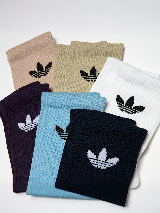 adidas Originals, 6 PACK - Trefoil Cushion Crew Socks, multi-colour, Image 2 of 2