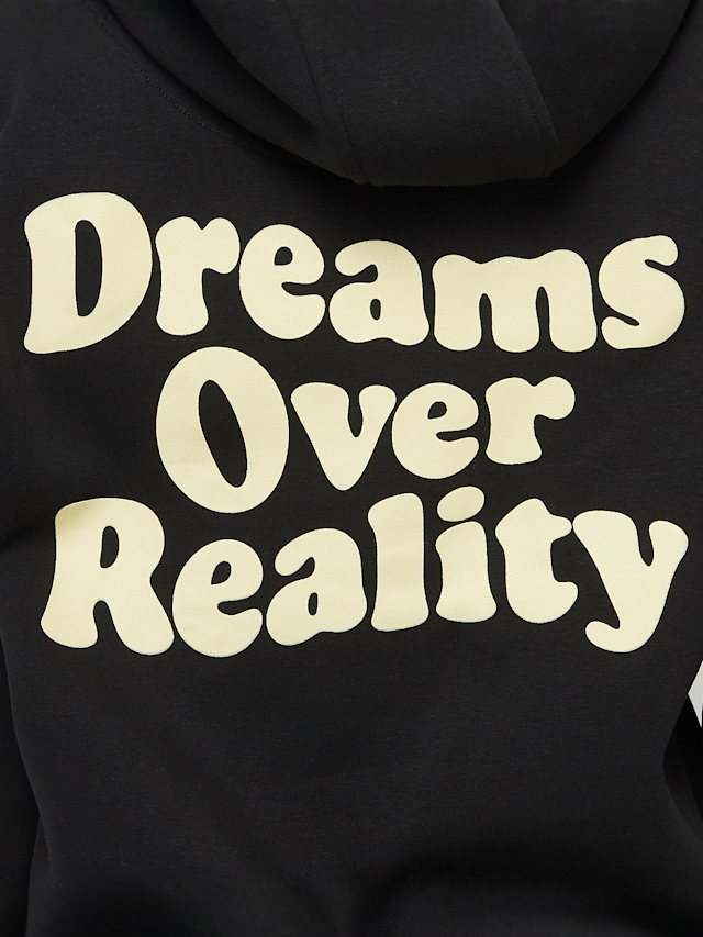 Miss Tee, Dreams Over Reality Ladies Fluffy Hoody, black, Image 4 of 5