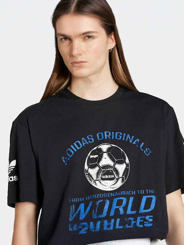 adidas Originals, 90s Football Tee, black, Image 3 of 5