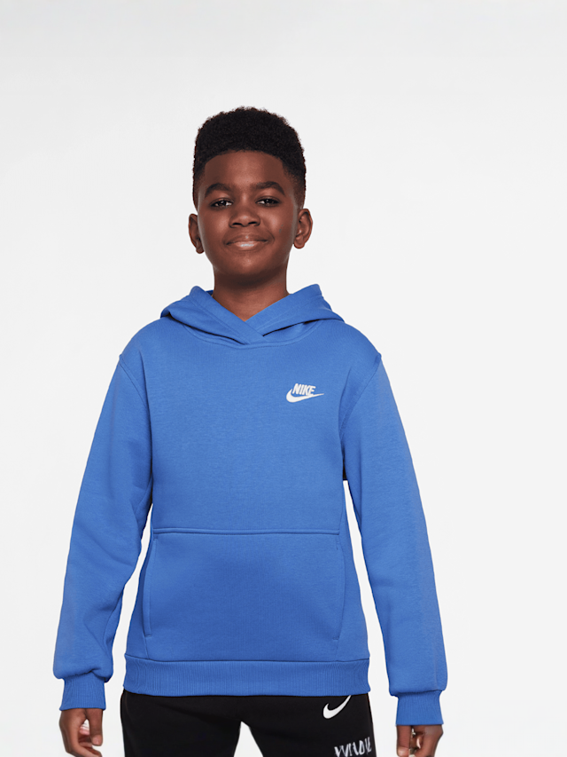 Nike, Sportswear Club Fleece Hoodie Low Brand Read, blue, Image 1 of 3