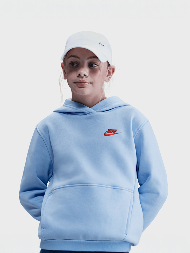Nike, Sportwear Club Fleece Hoodie Low Brand Read, blue, Image 1 of 5