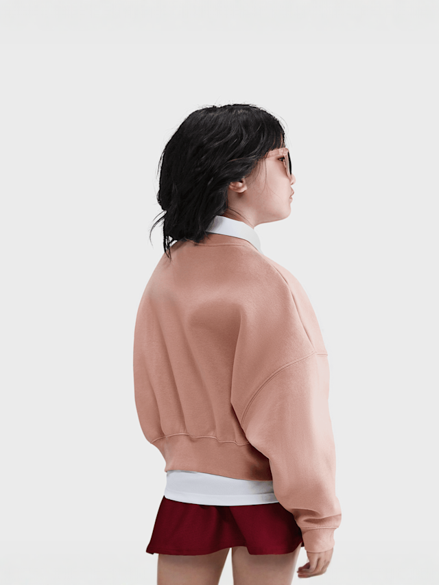 Nike, Sportswear Cropped Fleece Sweatshirt, light pink, Image 2 of 4