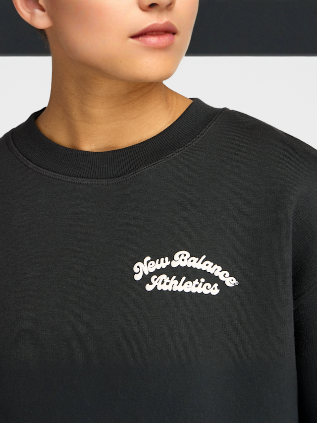 New Balance, Linear Heritage Fleece Crew, black, Image 3 of 5