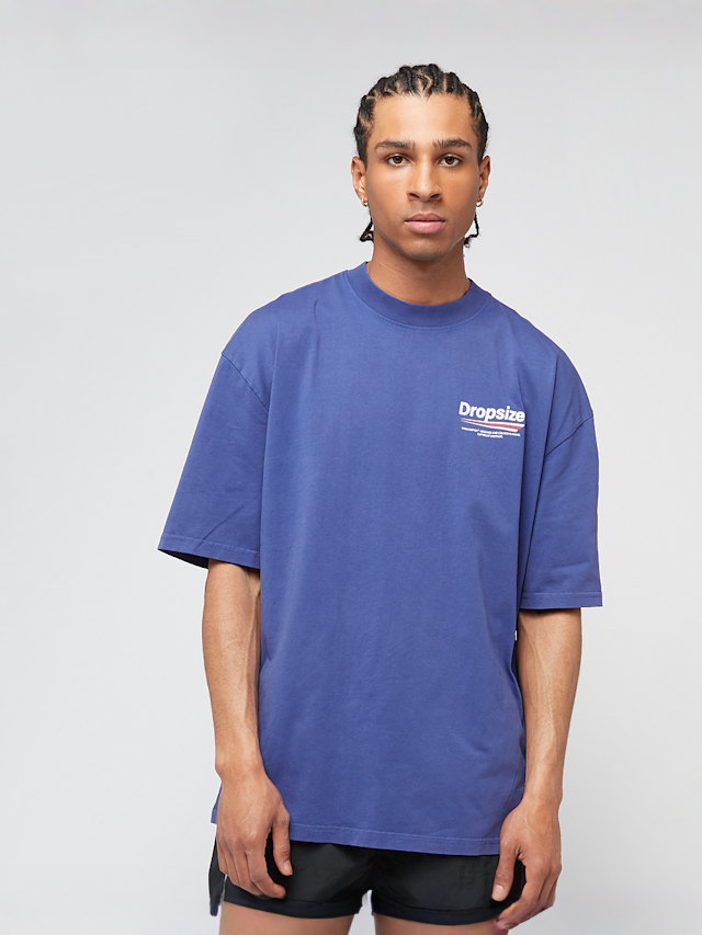DropSize, Heavy Oversized Three Lines Back T-Shirt, blue, Image 2 of 5