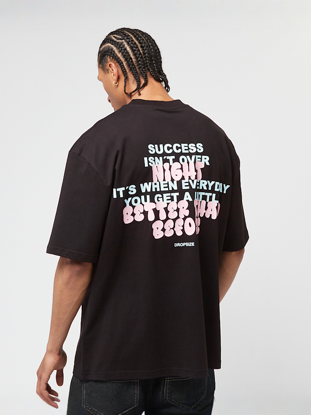 DropSize, Heavy Oversized Bubble Font T-Shirt, black, Image 1 of 5