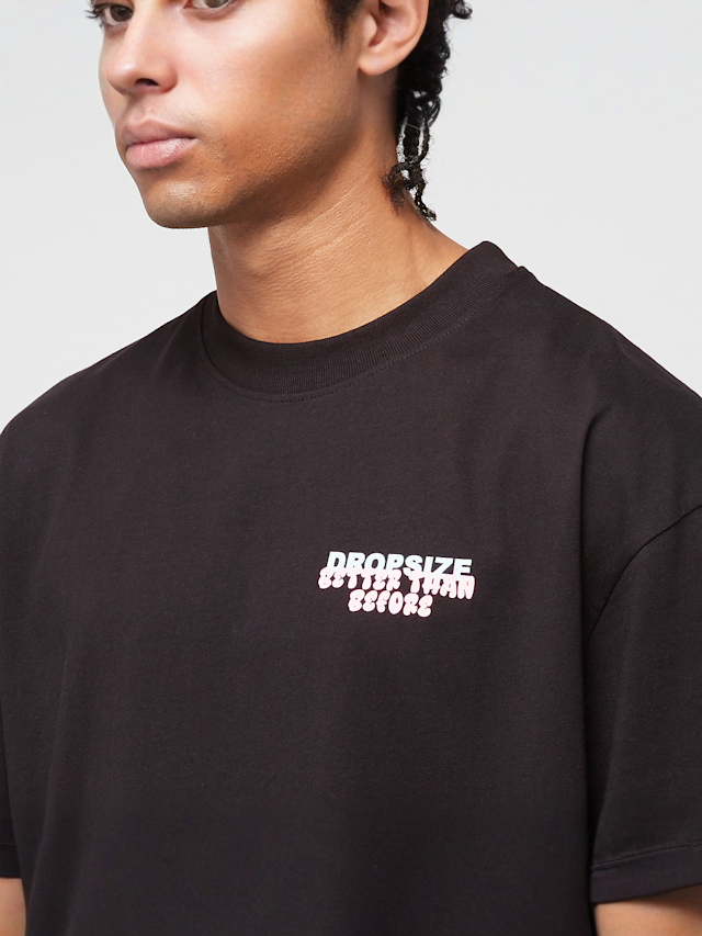 DropSize, Heavy Oversized Bubble Font T-Shirt, black, Image 3 of 5