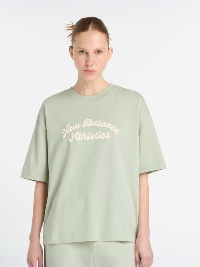 New Balance, Linear Heritage Oversized T-Shirt, green, Image 1 of 4
