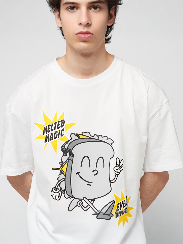 Mister Tee, Cheese And Smile Oversize Tee, white, Image 3 of 4