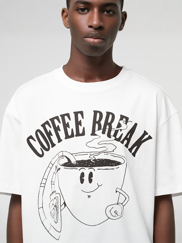 Mister Tee, Life Happens Coffee Helps Oversize Tee, white, Image 3 of 4