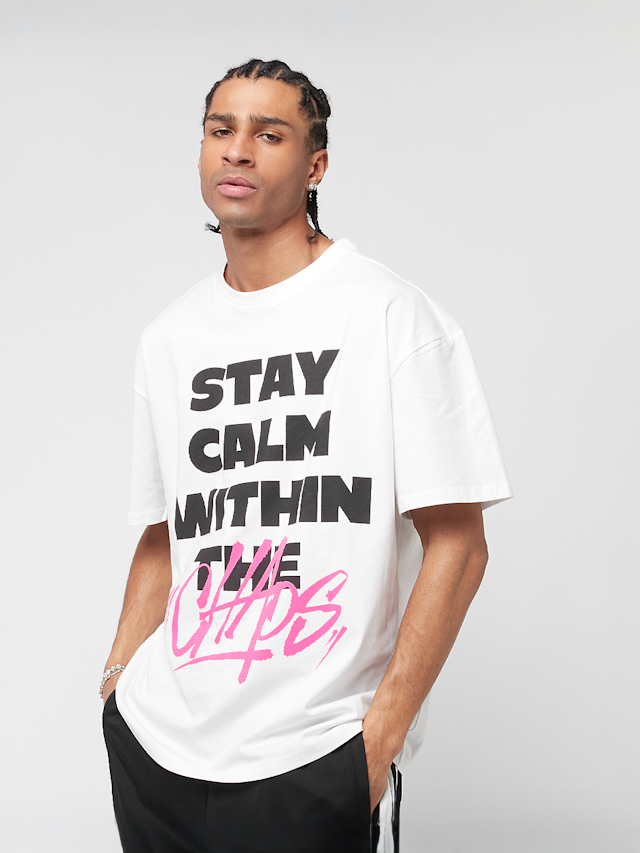 Mister Tee, Stay Calm In Chaos Oversize Tee, white, Image 1 of 4