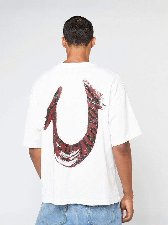 True Religion, Painted Horseshoe Oversized Tee, white, Image 1 of 5