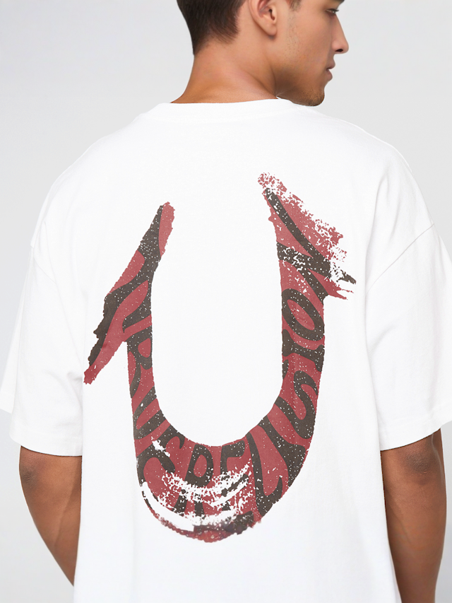 True Religion, Painted Horseshoe Oversized Tee, white, Image 4 of 5