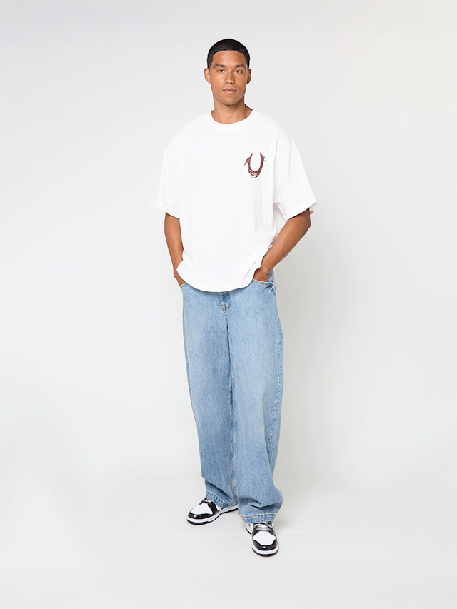 True Religion, Painted Horseshoe Oversized Tee, white, Image 5 of 5