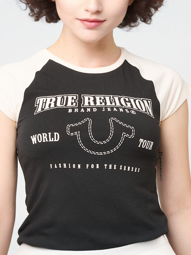 True Religion, Raglan Baby Tee, black, Image 3 of 4