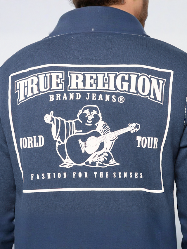 True Religion, Big T Zip Up Hoodie, blue, Image 4 of 5