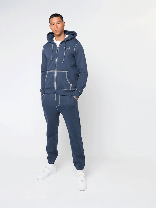 True Religion, Big T Zip Up Hoodie, blue, Image 5 of 5