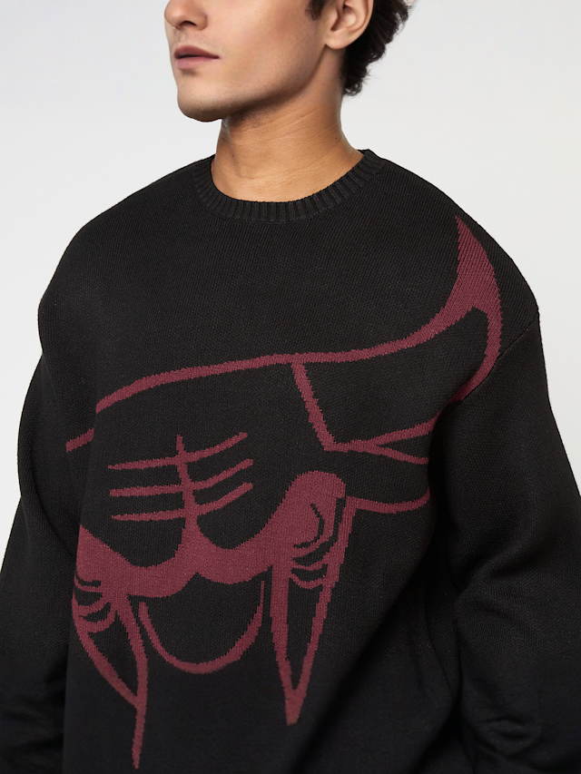 New Era, NBA Knit Sweater Chicago Bulls, black, Image 3 of 5