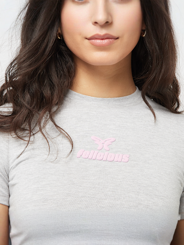 Felicious, Tight Logo Tee, grey, Image 3 of 4