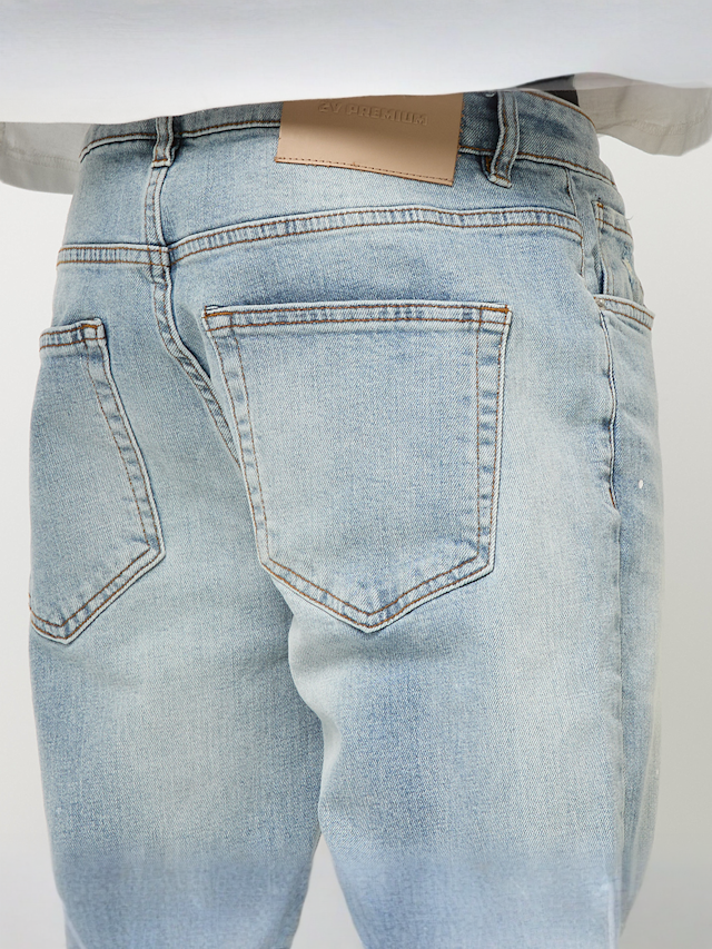 2Y STUDIOS, VICTOR RIPPED SLIM FIT JEANS Washed Grey, blue, Image 4 of 5