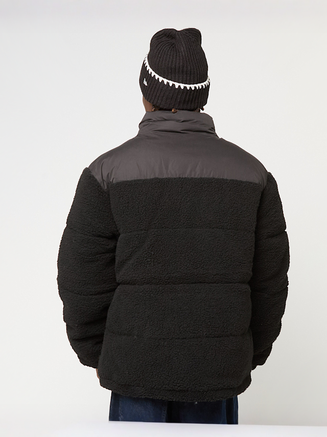 Urban Classics, Fabric Mix Teddy Puffer Jacket black, yellow, Image 2 of 4