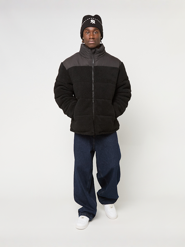 Urban Classics, Fabric Mix Teddy Puffer Jacket black, yellow, Image 4 of 4