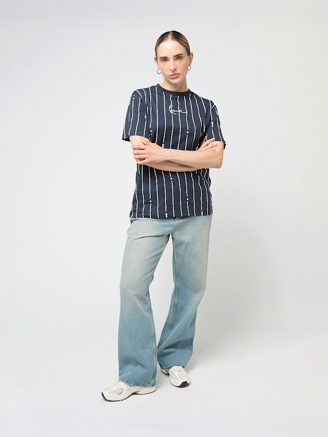 Karl Kani, Signature Pinstripe Oversized T-Shirt, blue, Image 4 of 4